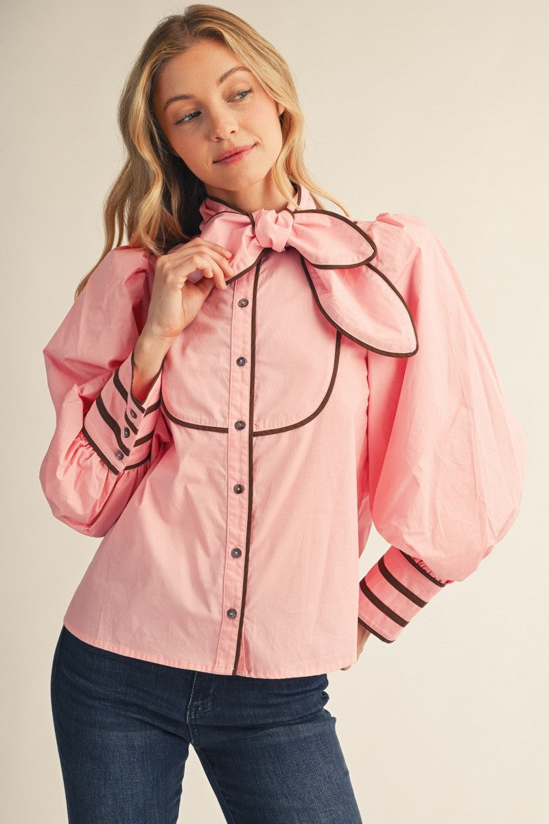 Jodifl Women's Pink Bishop Sleeved Top
