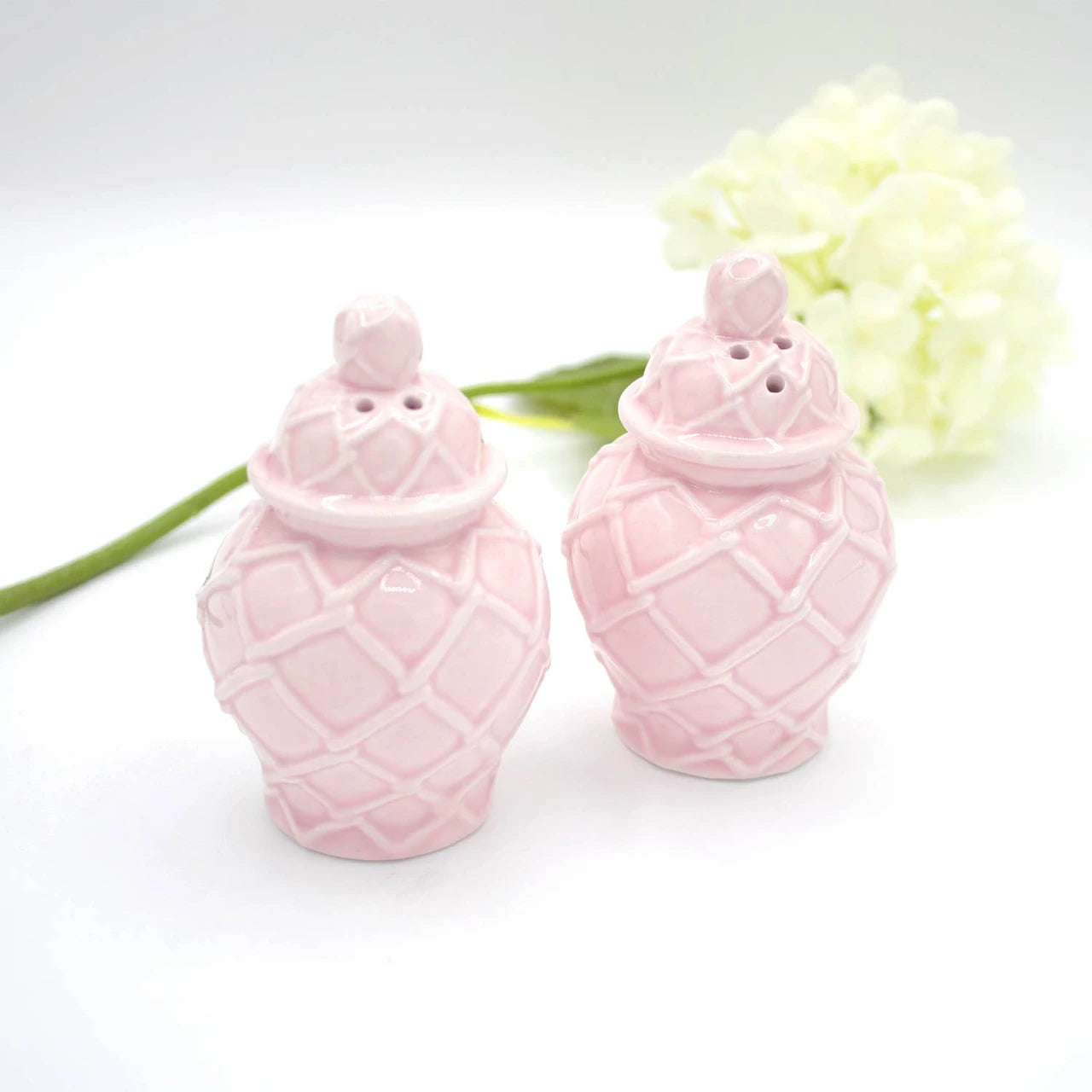 8 Oak Lane Pink Textured Jar Salt & Pepper Shaker Set