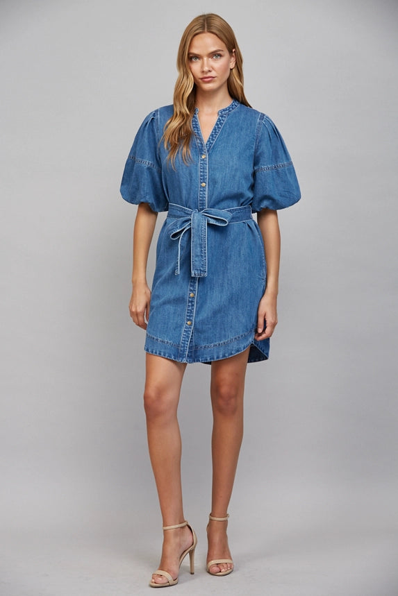 Fate Women's Button-Down Washed Denim Dress