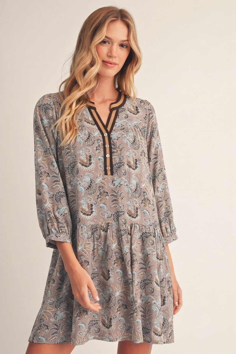 Jodifl Women's Boho Floral Loose Fit Dress - Mauve