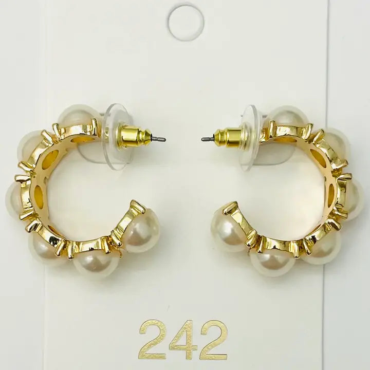 Two Forty Two Chic Pearl Hoops