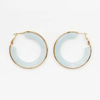 What's Hot Natural Blue Acrylic Hoop with Gold Accent Earring