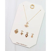 Caroline Hill Star and Heart Charm Necklace Set Gold