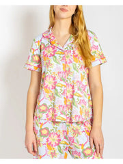 The Royal Standard Women's Summer Bouquet Short Sleeve Button Up Sleep Shirt