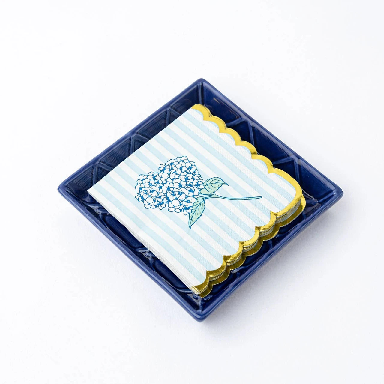 8 Oak Lane Navy Textured Beverage Napkin Tray
