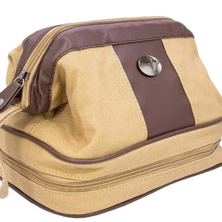 Zep-Pro Men’s Mallard Khaki Canvas Toiletry Dopp Bag