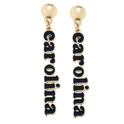 Canvas South Carolina Gamecocks Slogan Earrings in Black/Shiny Gold