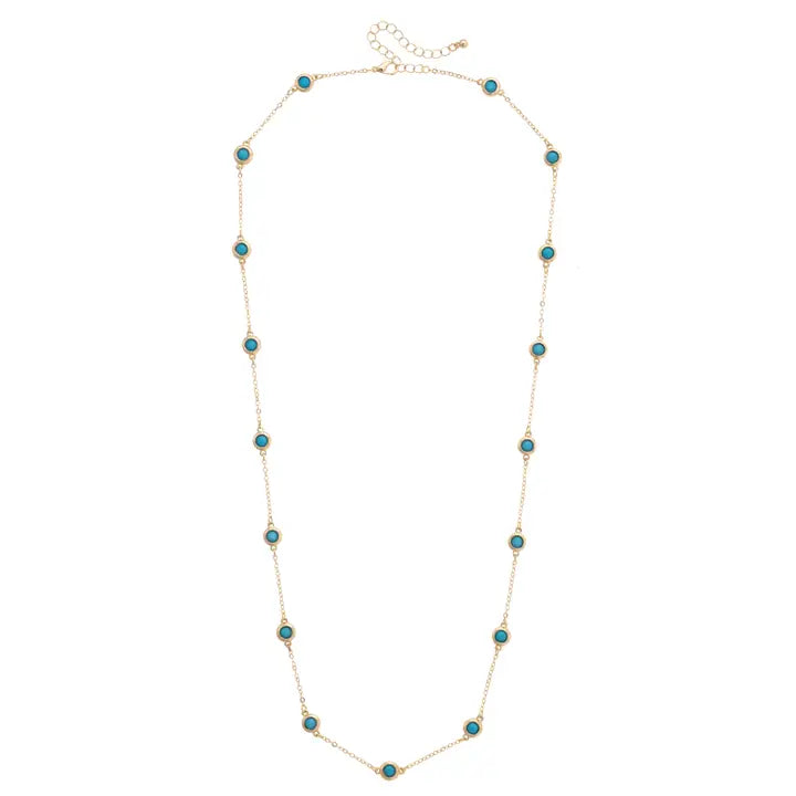 Canvas Corfu Bezel Stone Necklace - Blue