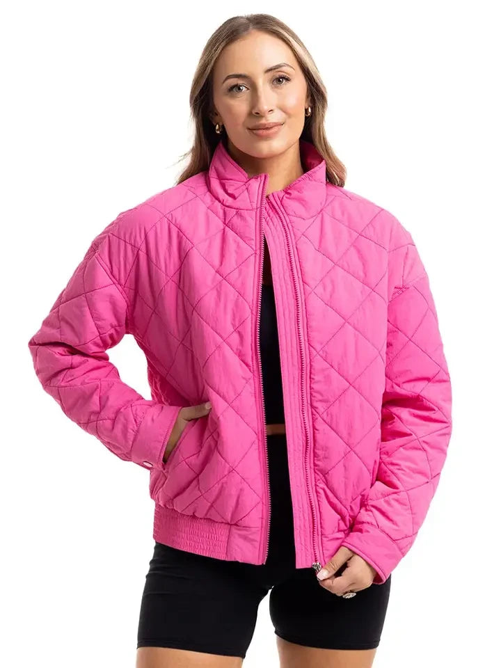 Katydid Women's Diamond Quilted Jacket - Hot Pink