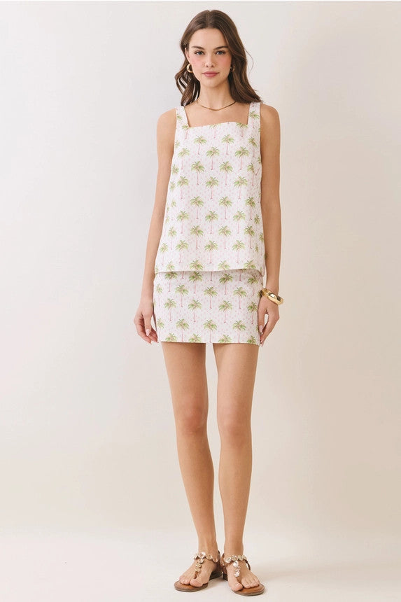 TCEC Women's Palm Tree High Waist Mini Skirt