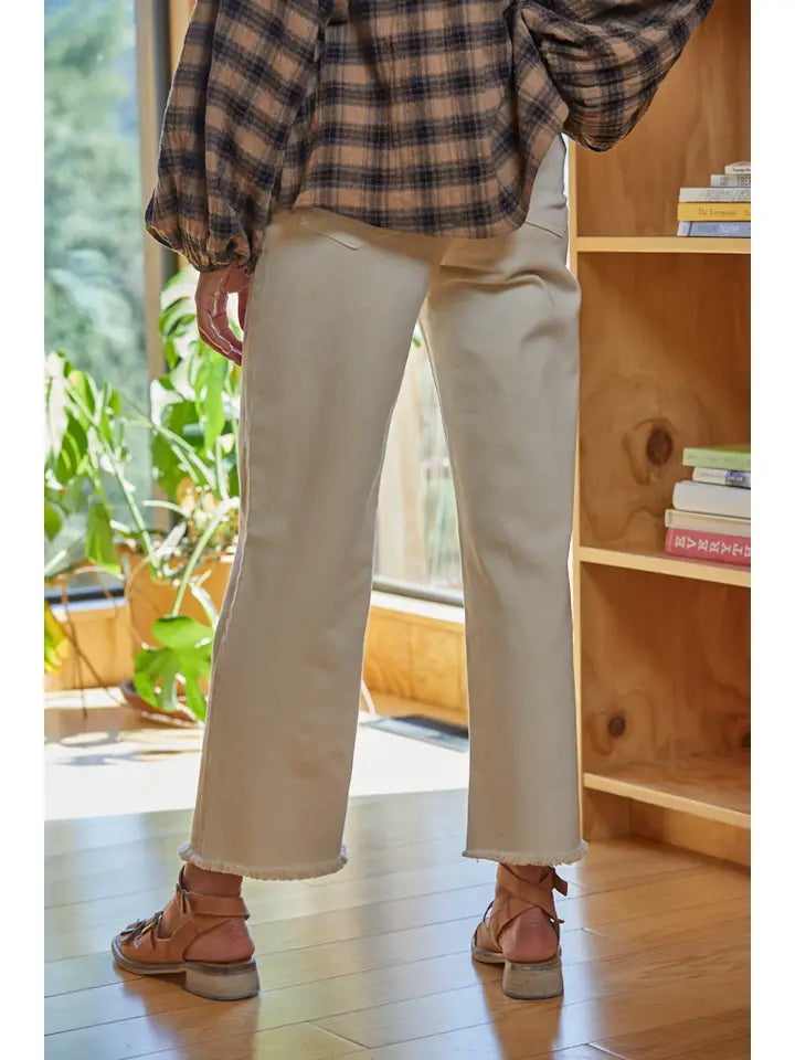 By Together Women's Wide Leg High Waist Denim Jeans - Cream