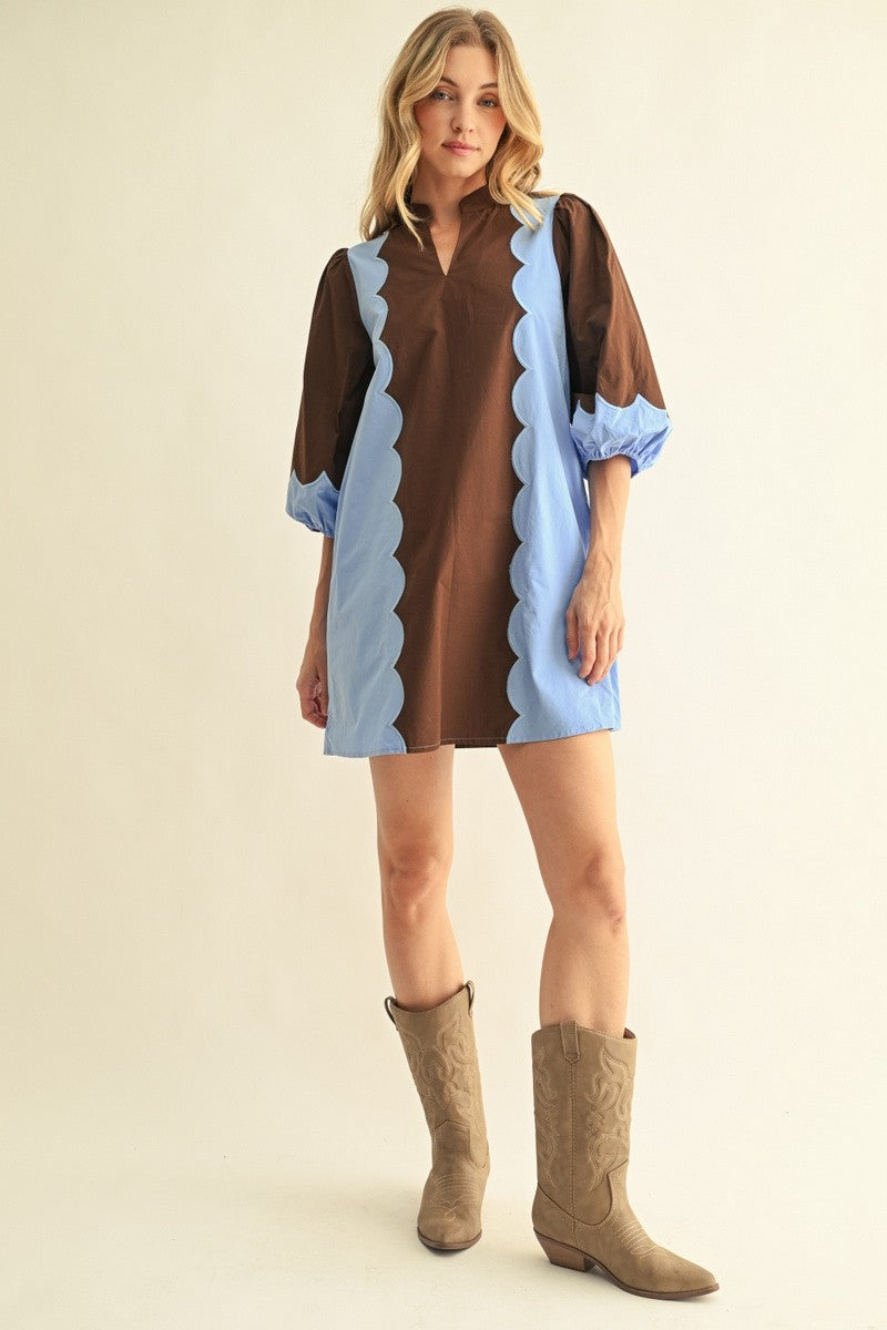 Jodifl Women's Brown Embroidered Shift Dress
