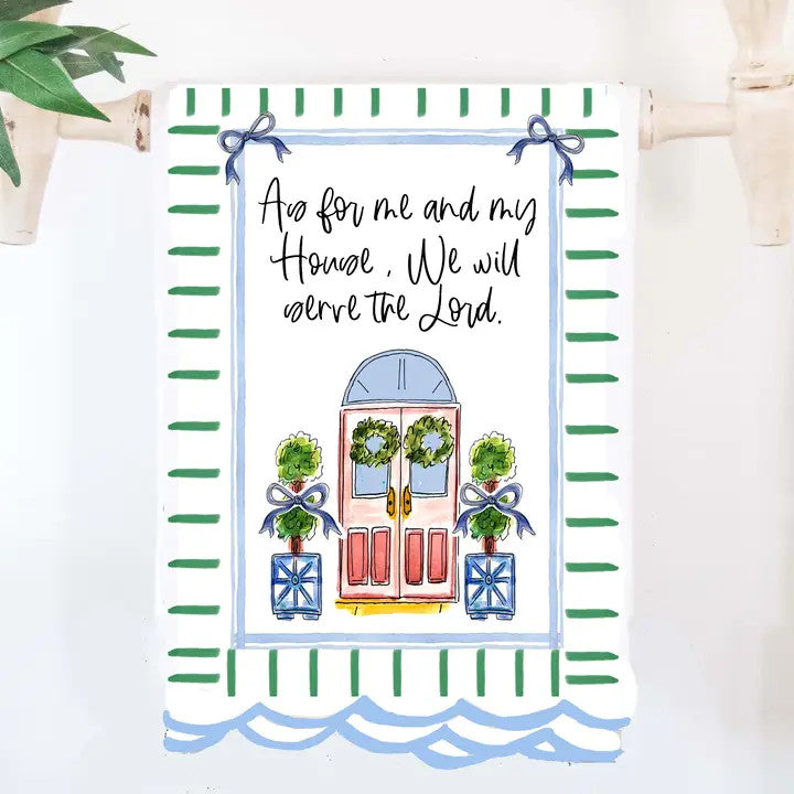 Happy By Rachel As For Me and My House Tea Towel