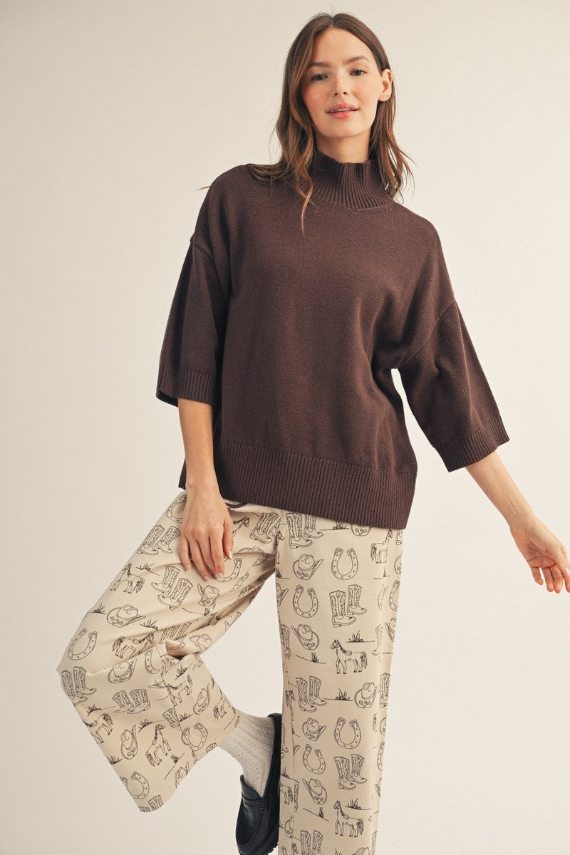 Jodifl Women's Comfy Turtle Neck Sweater - Brown