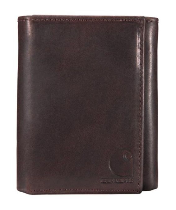 Carhartt Oil Tan Leather Trifold Wallet in Dark Brown