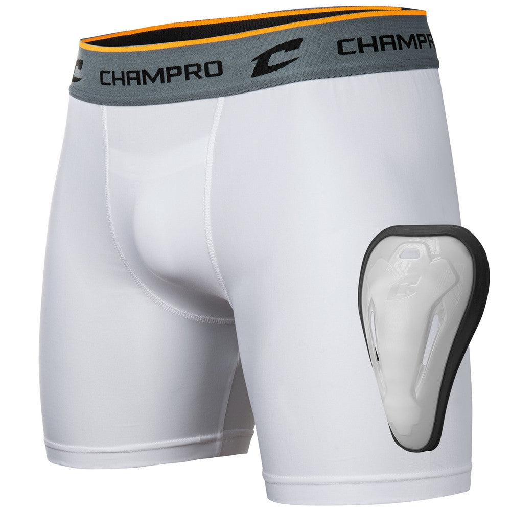 Champro Compression Boxer Short with Cup - White