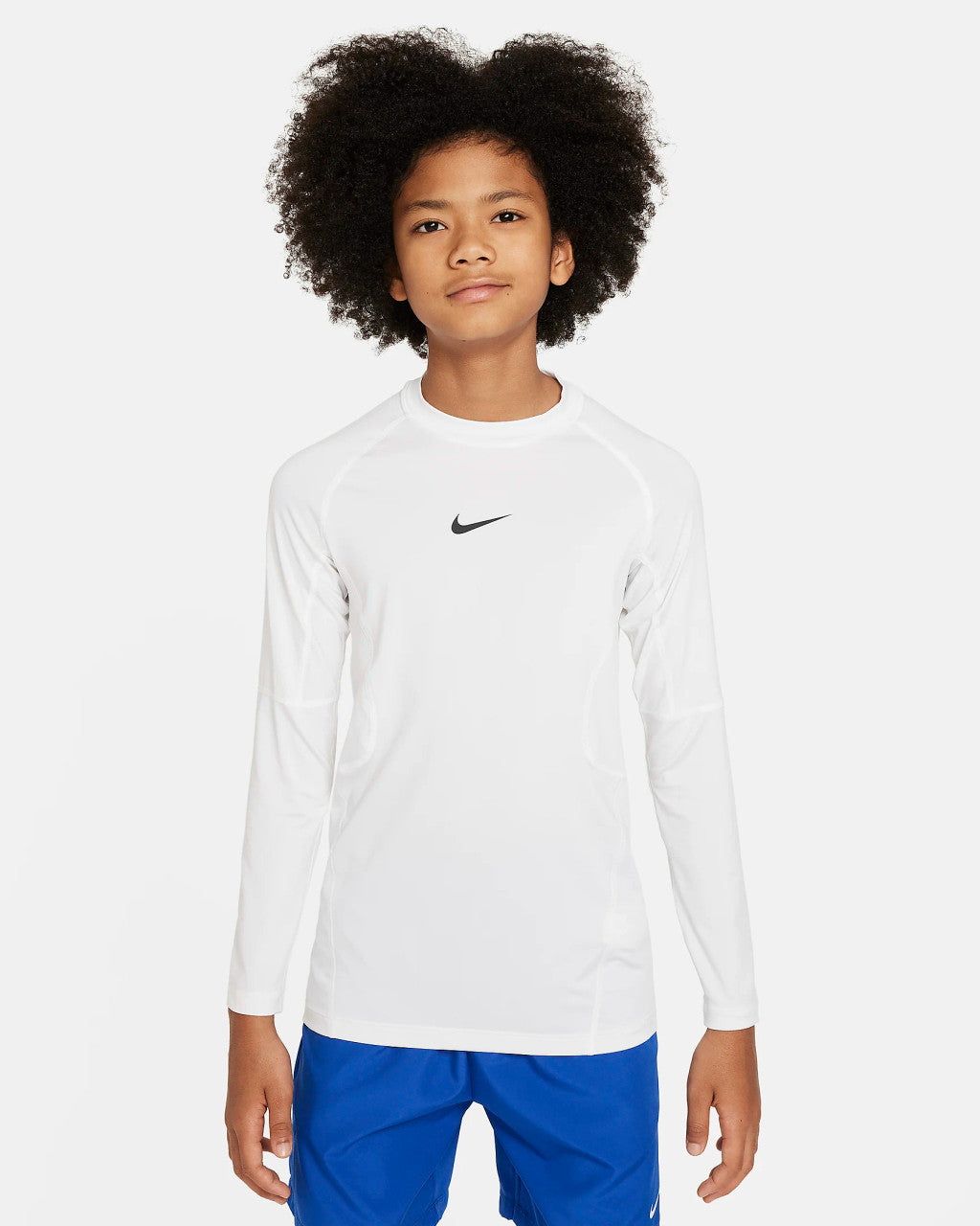 Nike Pro Big Kids Dri-FIT Long Sleeve Top - White/Black