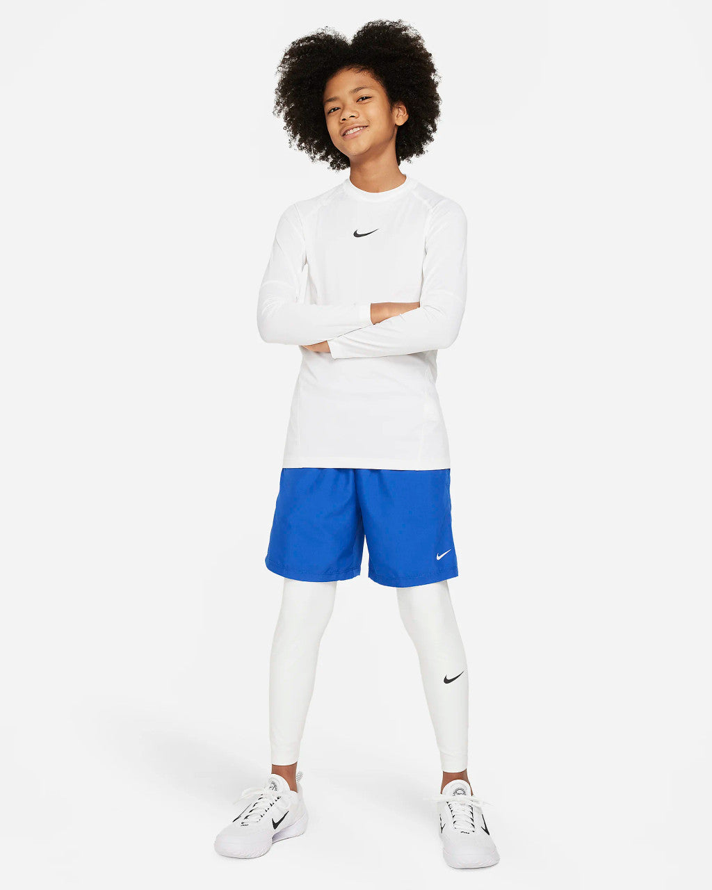 Nike Pro Dri-FIT Big Kids Tights - White/Black
