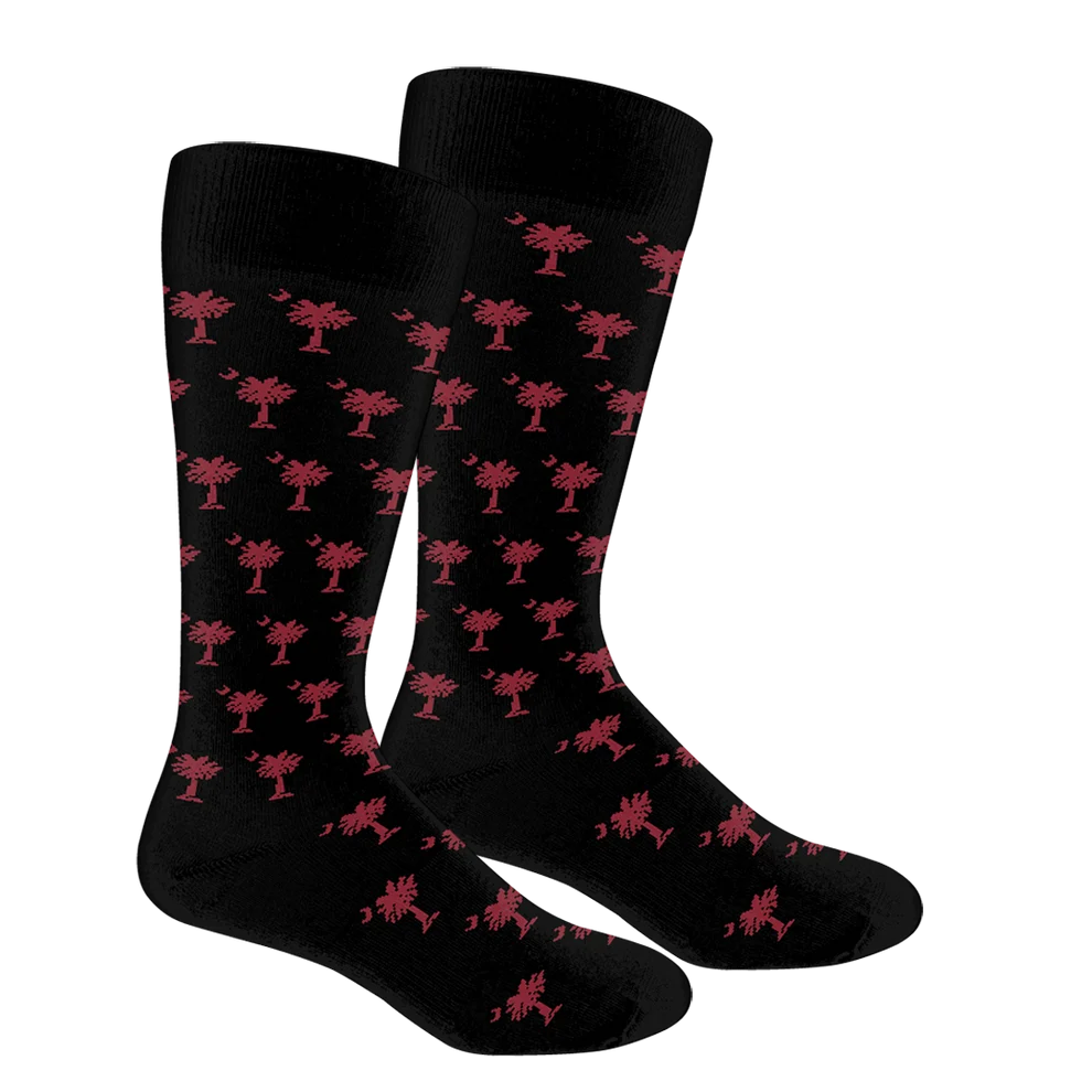 Brown Dog Socks Palmetto Crew Socks - Black/Tibetan Red