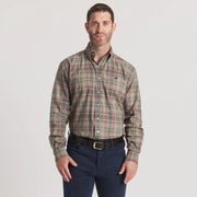Southern Marsh Men's Barnstable Lines Performance Dress Shirt - Sage & Navy