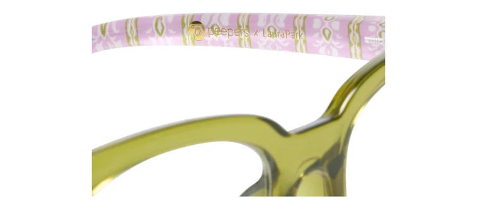 Peepers To the Max Blue Light Reading Glasses - Green/Rosemary Stripe Pink