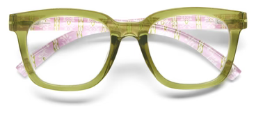 Peepers To the Max Blue Light Reading Glasses - Green/Rosemary Stripe Pink