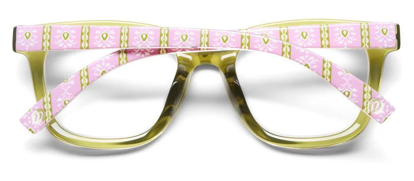 Peepers To the Max Blue Light Reading Glasses - Green/Rosemary Stripe Pink