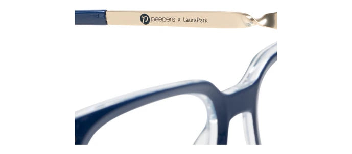 Peepers Sidebar Blue Light Reading Glasses - Navy/Rosemary Stripe Indigo