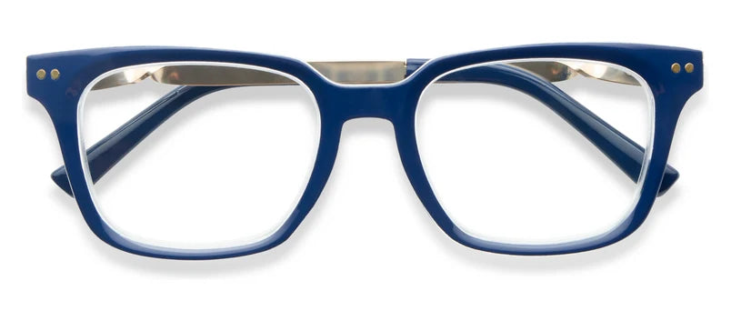 Peepers Sidebar Blue Light Reading Glasses - Navy/Rosemary Stripe Indigo