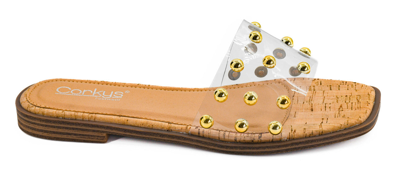 Corkys Come Aboard Women’s Casual Sandals - Clear with Studs