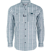 Drake Men's Long Sleeve Hunter Creek Window Pane Plaid Shirt - Ensign Blue