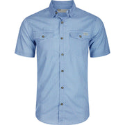Drake Men's Frat Gingham Check Button-Down Short Sleeve Shirt - Marina  Blue