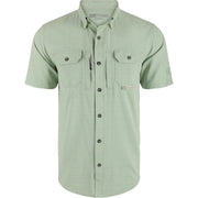 Drake Men's Wingshooter Trey Cross Hatch Short Sleeve Shirt - Desert Sage