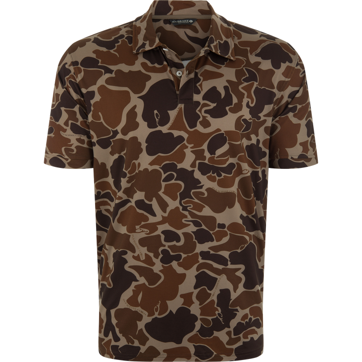 Drake Waterfowl Men's Performance Print Polo Shirt - Old School