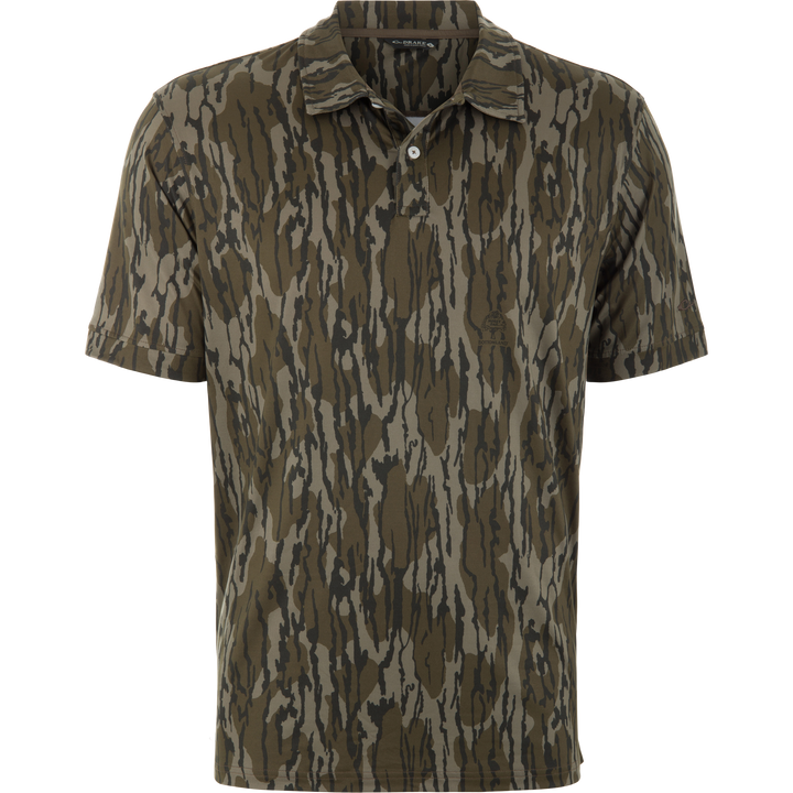 Drake Waterfowl Men's Performance Print Polo Shirt - Original Bottomland