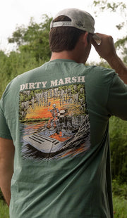 Dirty Marsh Outfitters Men's Skelly on Da Bayou Tee - Light Green