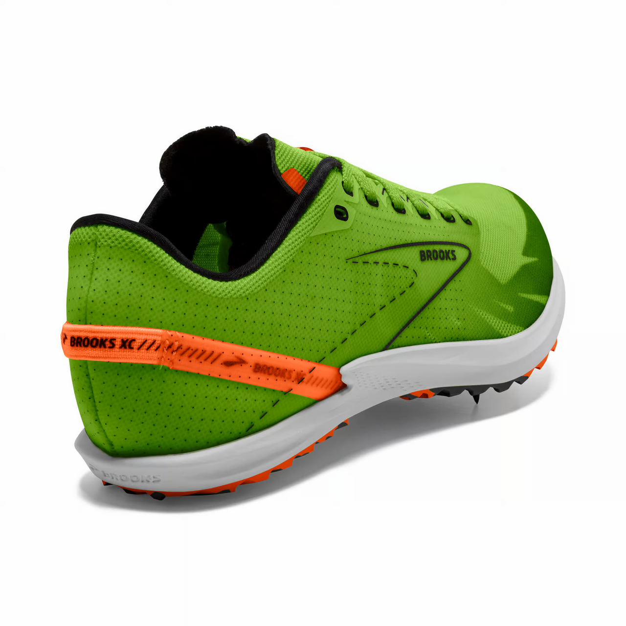 Brooks Draft XC Cross Country Spikes - Green Gecko/Red Orange/White
