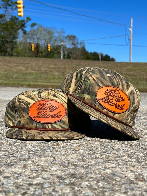 Dirty Marsh Outfitters Classic Leather Patch Rope Hat - Shadowgrass