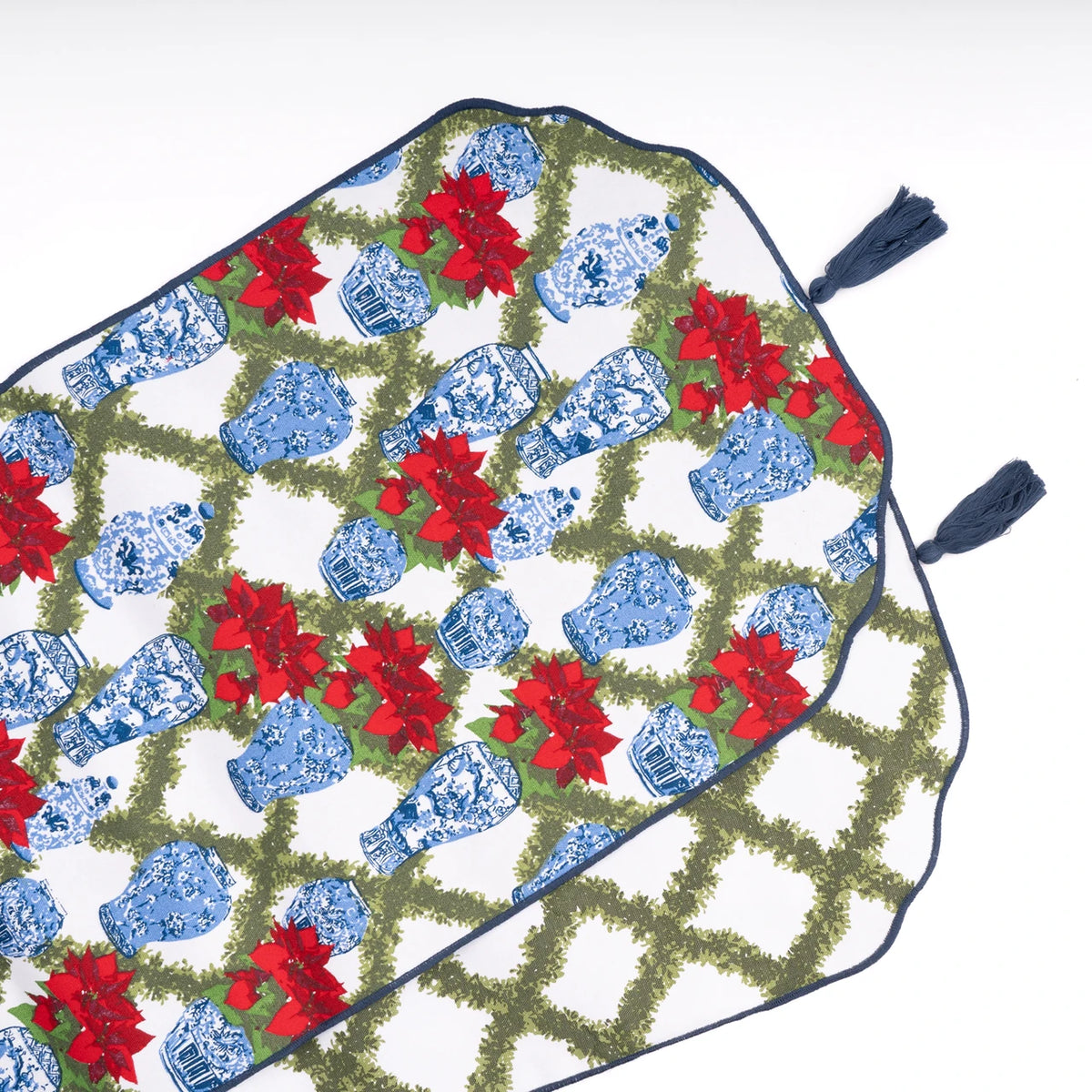 8 Oak Lane Poinsettias Reversible Tassel Table Runner