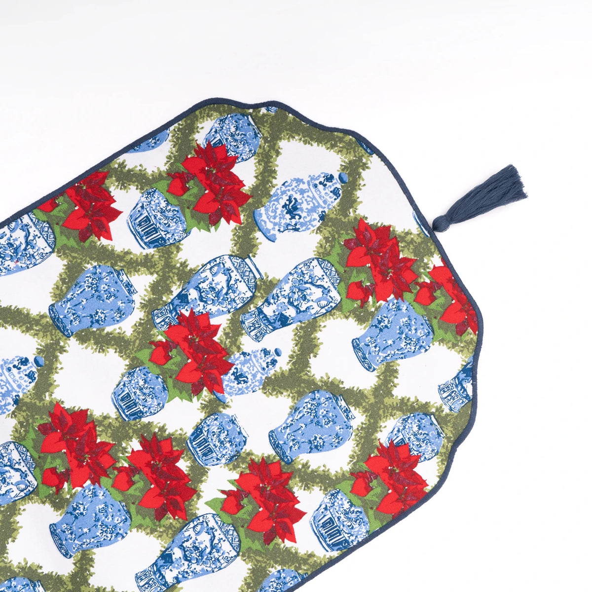 8 Oak Lane Poinsettias Reversible Tassel Table Runner