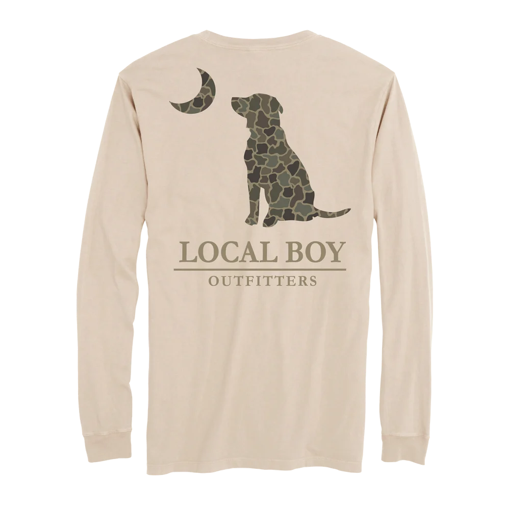 Local Boy Youth Brush Camo Dog & Moon Long Sleeve T-Shirt