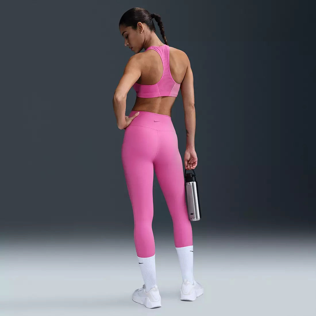 Nike One Women's High Waisted 7/8 Leggings with Pockets - Playful Pink/Black