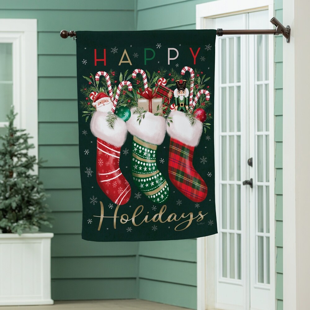 Evergreen Festive Fun Stockings Suede House Flag