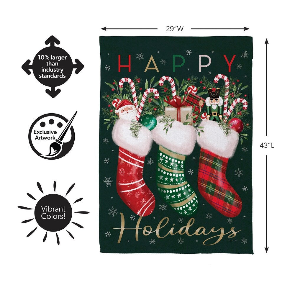 Evergreen Festive Fun Stockings Suede House Flag