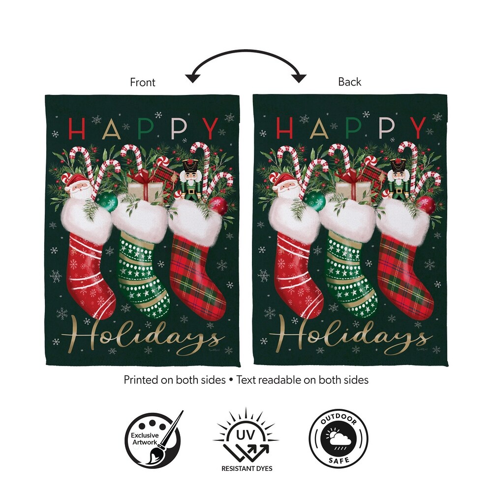 Evergreen Festive Fun Stockings Suede House Flag