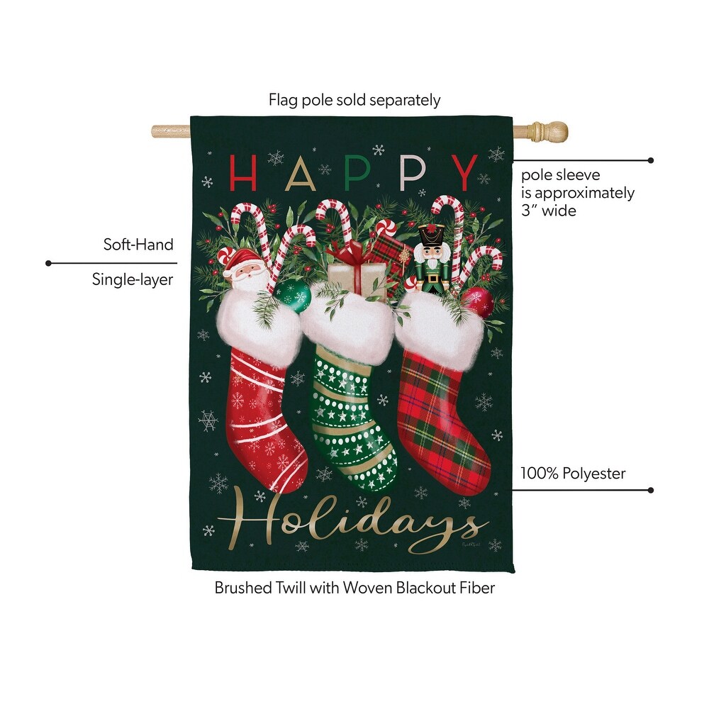 Evergreen Festive Fun Stockings Suede House Flag