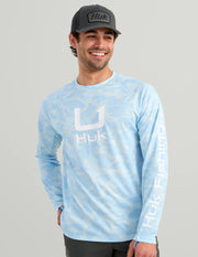 Huk Men's Icon Printed Performance Crew - Coastal Drift Camo