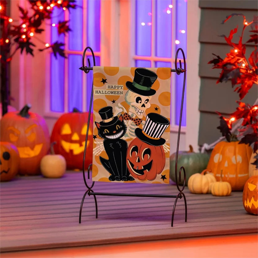 Evergreen Halloween Trio Burlap Garden Flag