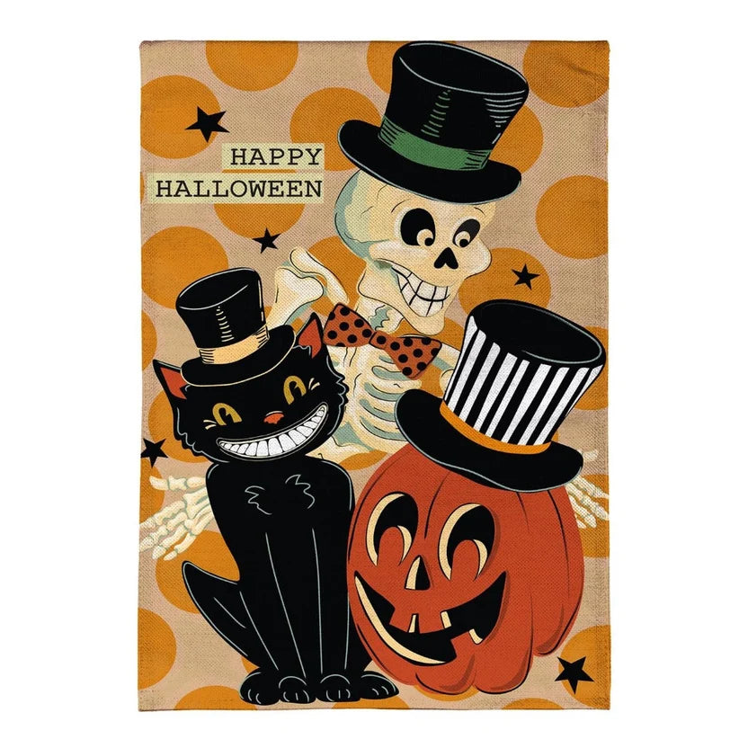 Evergreen Halloween Trio Burlap Garden Flag