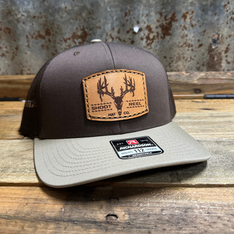 Shoot & Reel Men's Deer Skull Patch Trucker - Brown/Khaki